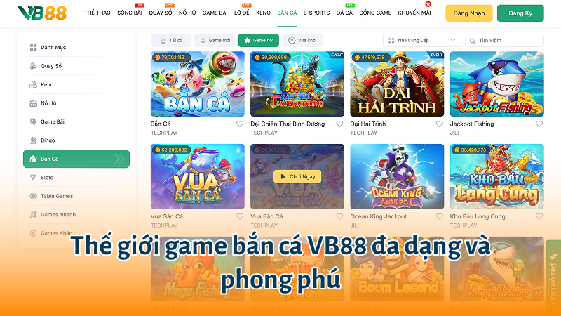 Thế giới game bắn cá VB88 đa dạng và phong phú