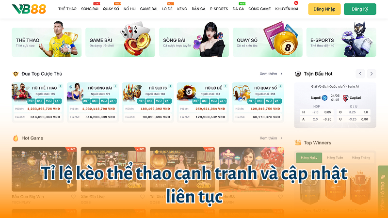 Tỉ lệ kèo thể thao cạnh tranh và cập nhật liên tục